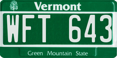 VT license plate WFT643