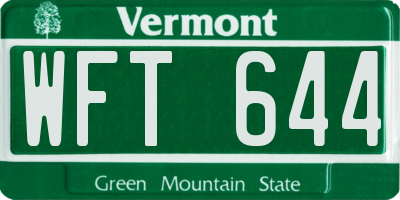 VT license plate WFT644