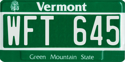 VT license plate WFT645