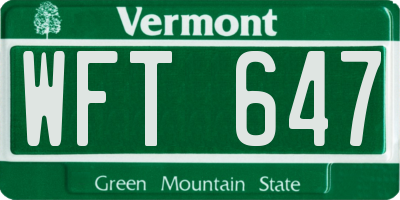 VT license plate WFT647