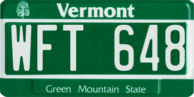 VT license plate WFT648