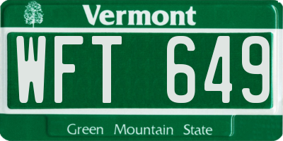 VT license plate WFT649