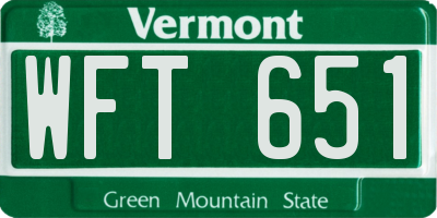 VT license plate WFT651