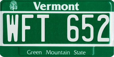 VT license plate WFT652