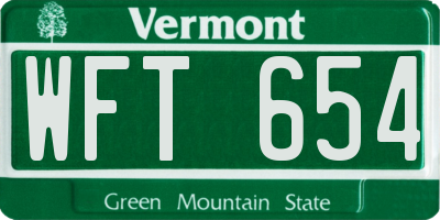 VT license plate WFT654