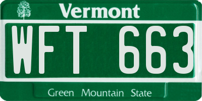 VT license plate WFT663