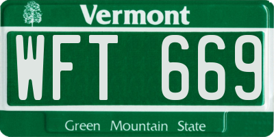 VT license plate WFT669
