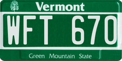 VT license plate WFT670