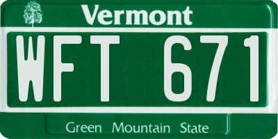 VT license plate WFT671
