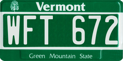VT license plate WFT672