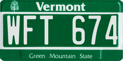 VT license plate WFT674