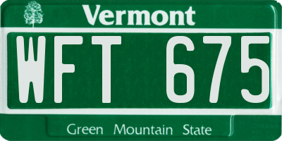 VT license plate WFT675