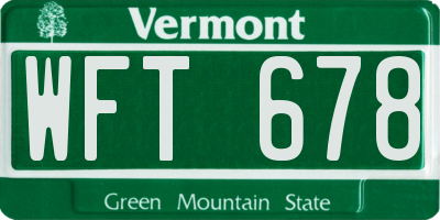 VT license plate WFT678