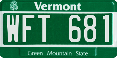 VT license plate WFT681