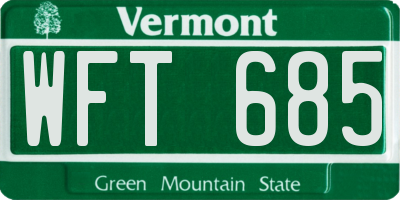 VT license plate WFT685