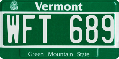 VT license plate WFT689