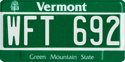 VT license plate WFT692