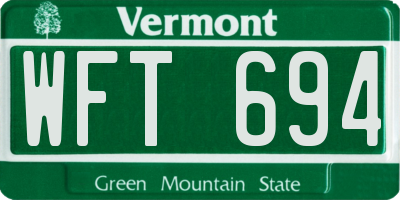 VT license plate WFT694