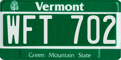 VT license plate WFT702