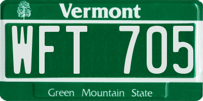 VT license plate WFT705