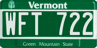 VT license plate WFT722