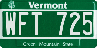 VT license plate WFT725