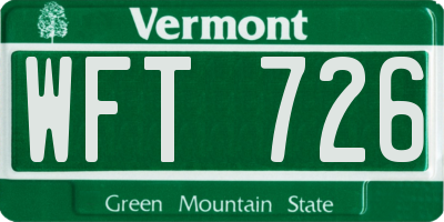 VT license plate WFT726