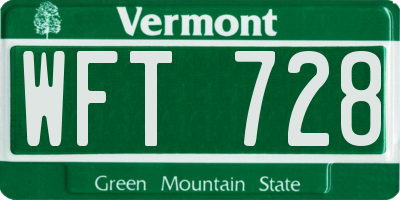 VT license plate WFT728