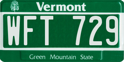 VT license plate WFT729