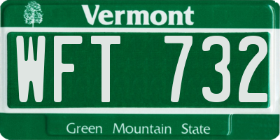 VT license plate WFT732