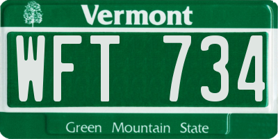 VT license plate WFT734