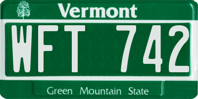 VT license plate WFT742