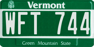 VT license plate WFT744