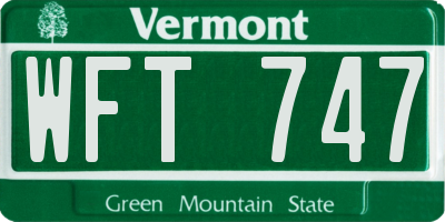 VT license plate WFT747