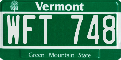 VT license plate WFT748