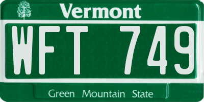 VT license plate WFT749