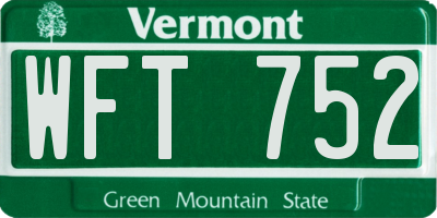 VT license plate WFT752