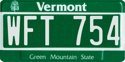 VT license plate WFT754