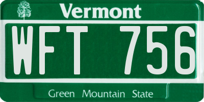 VT license plate WFT756