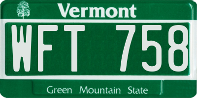 VT license plate WFT758