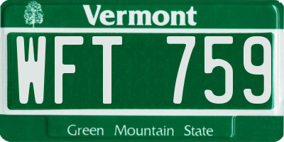 VT license plate WFT759