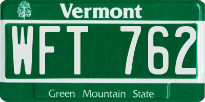 VT license plate WFT762