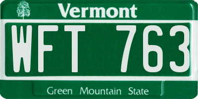 VT license plate WFT763