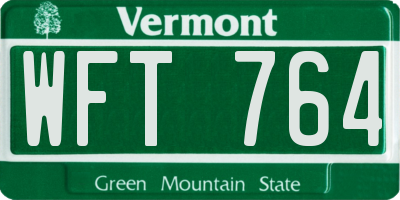 VT license plate WFT764