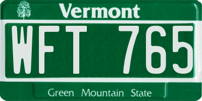 VT license plate WFT765