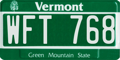 VT license plate WFT768
