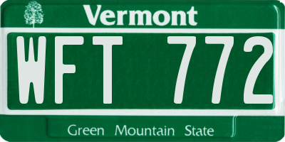VT license plate WFT772