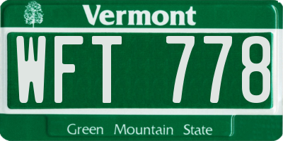 VT license plate WFT778