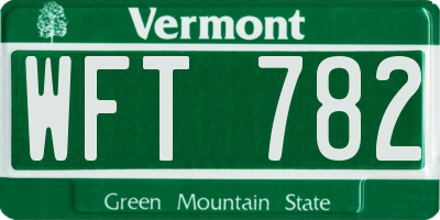 VT license plate WFT782