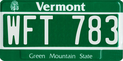 VT license plate WFT783